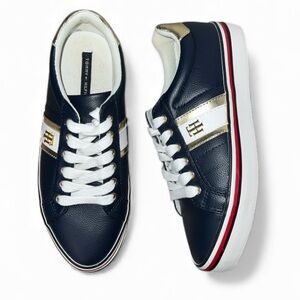 Navy metallic Gold Sneakers red and white detail Preppy Yuppie  Tommy Hilfiger 7